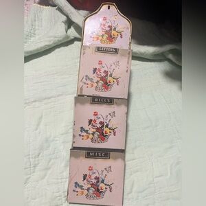 Vintage Floral Metal Mail Letter Organizer Wall Hanger